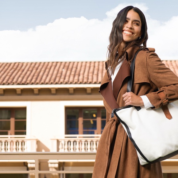Walter Baker Handbags - Walter Baker Carly White Canvas and Vegan Leather Tote